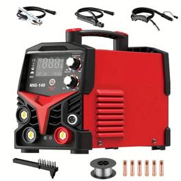 Silvel - 3 in 1 MIG Welder, 110V Portable IGBT Inverter, 140A Gas/Gasless Welding Machine with LED Display - Red