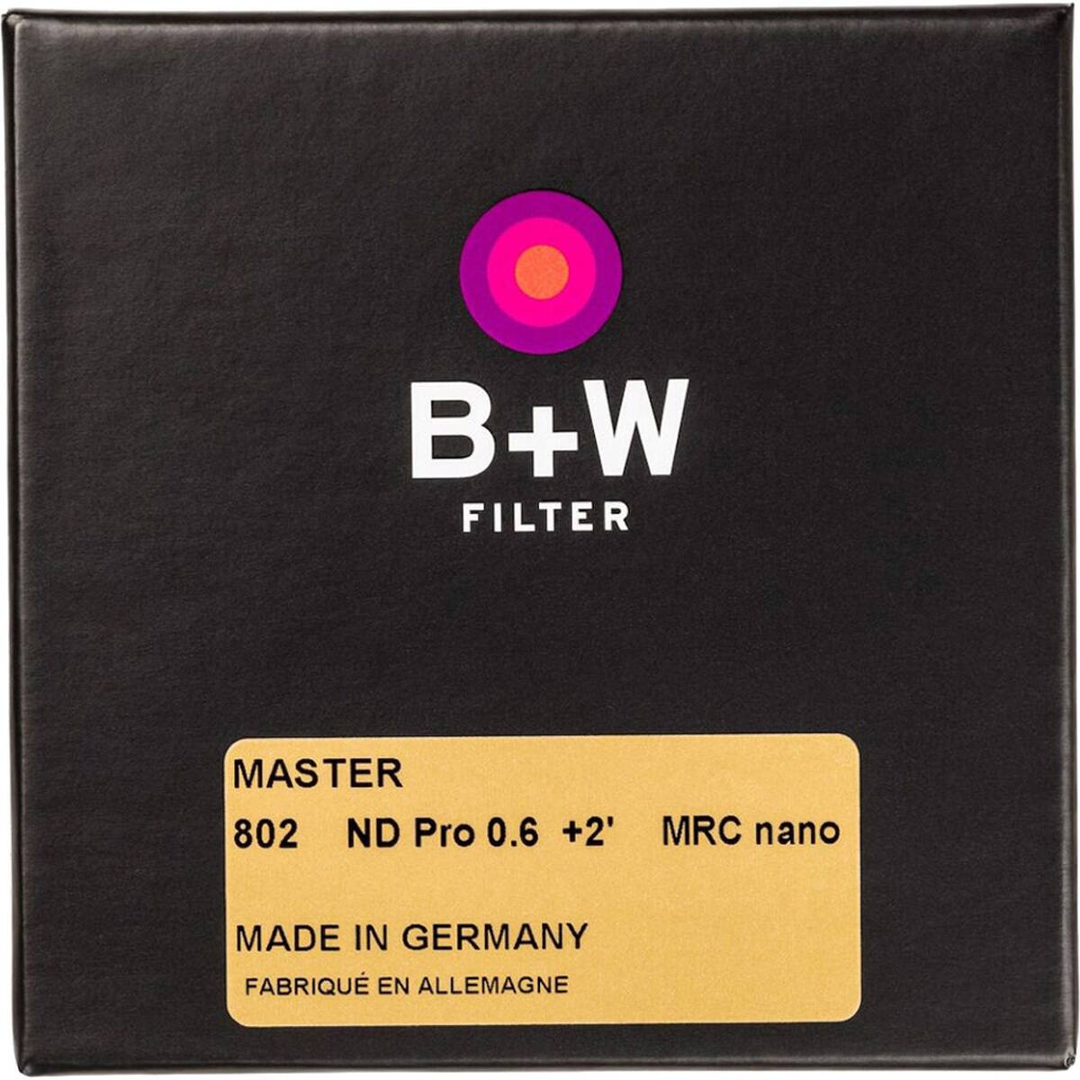 B+W FILTER MASTER 802 ND Pro 0.6 +2' MRC nano MADE IN GERMANY FABRIQUÉ EN ALLEMAGNE