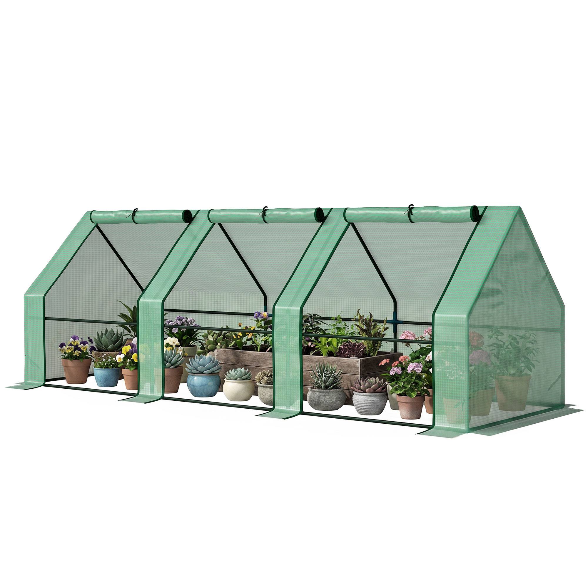 Front. Outsunny - x 3' x 3' Portable Mini Greenhouse Outdoor Garden with Large Zipper Doors and Water/UV PE Cover.