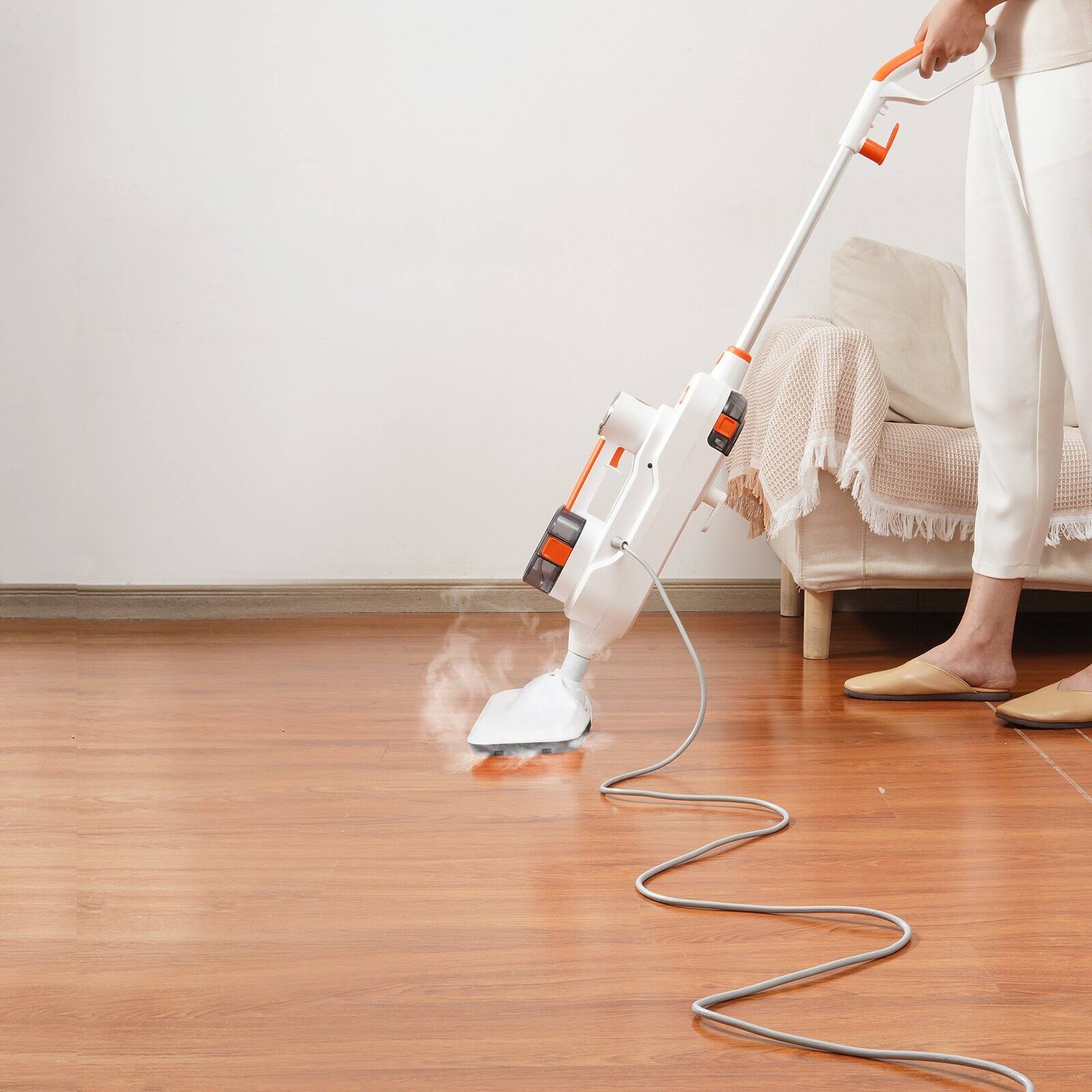 Alt View 1. Glintex - Steam Mop 8-in-1 Floor Cleaner with 7 Brush Heads and 2 Washable Pads for Tile, Marble, and Wood Floors.