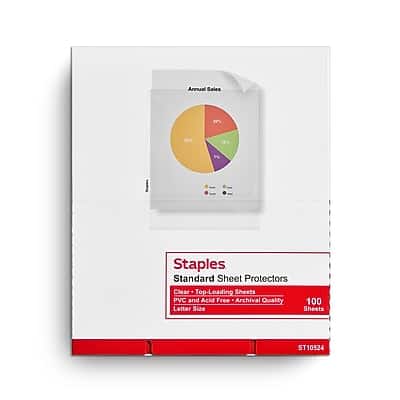 Annual Sales  
17%  
8%  
5%  
70%  

Staples  
Standard Sheet Protectors  
Clear - Top-Loading Sheets  
PVC and Acid Free - Archival Quality  
100 Letter Size Sheets  
ST10524