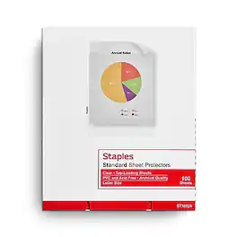 Staples - Standard Weight Sheet Protectors, 8.5" x 11", 100/Box - Clear