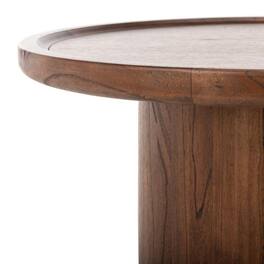 Safavieh - Devin Round Pedestal Coffee Table, Dark Brown - Black