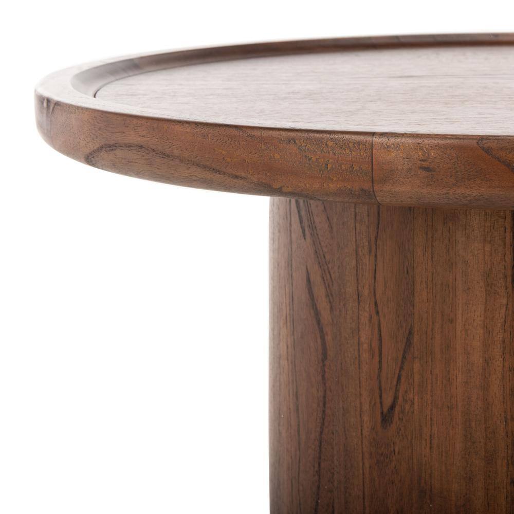 Front. Safavieh - Devin Round Pedestal Coffee Table, Dark Brown - Black.