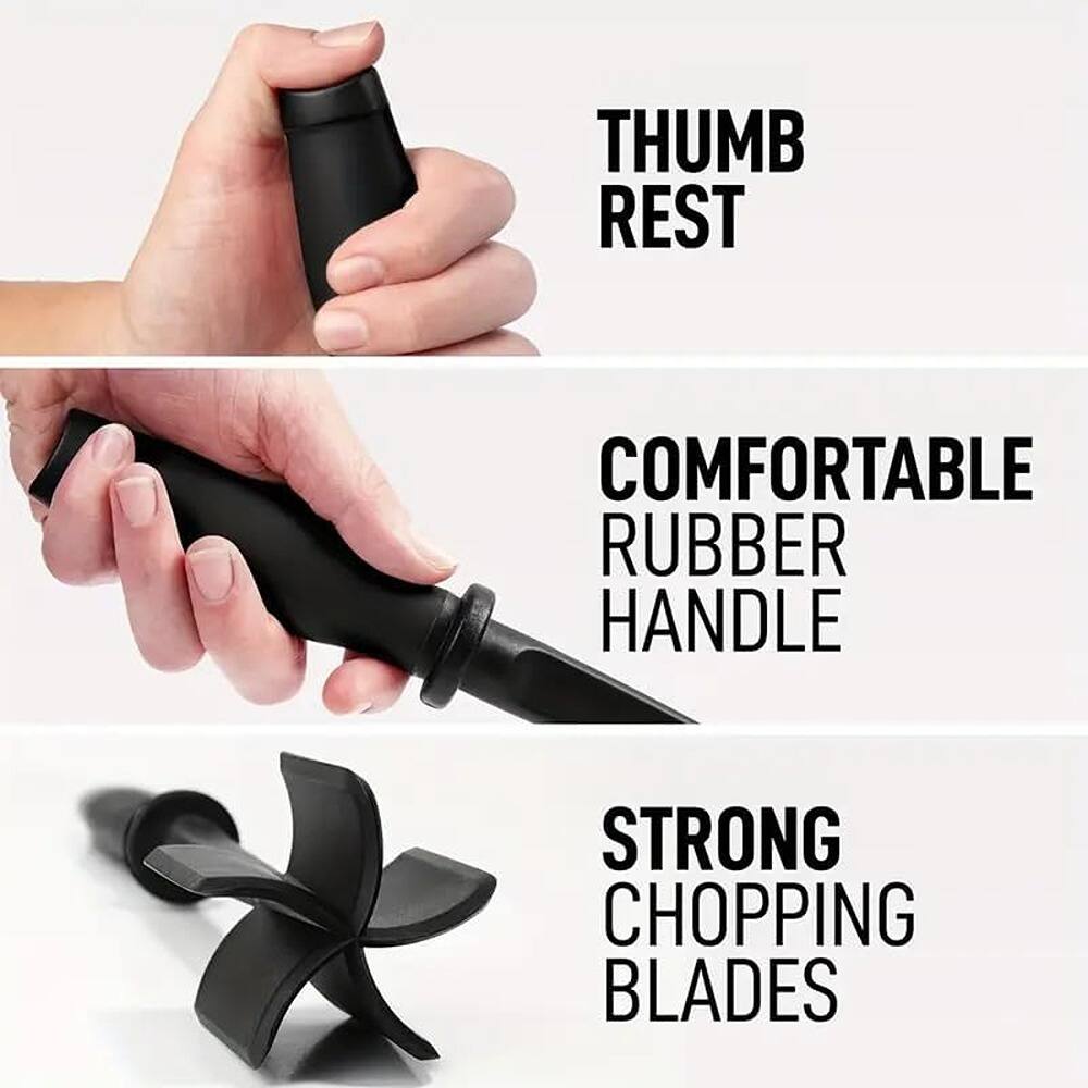 - Thumb Rest
- Comfortable Rubber Handle
- Strong Chopping Blades