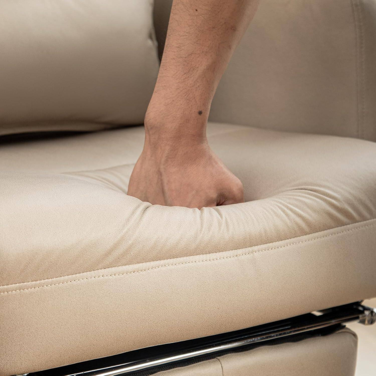 Alt View 3. Trinkets Crazed - Ergonomic Office Chair with Lumbar Support,Technology Leather High Back Home Computer Desk Chair w/Footrest - beige.