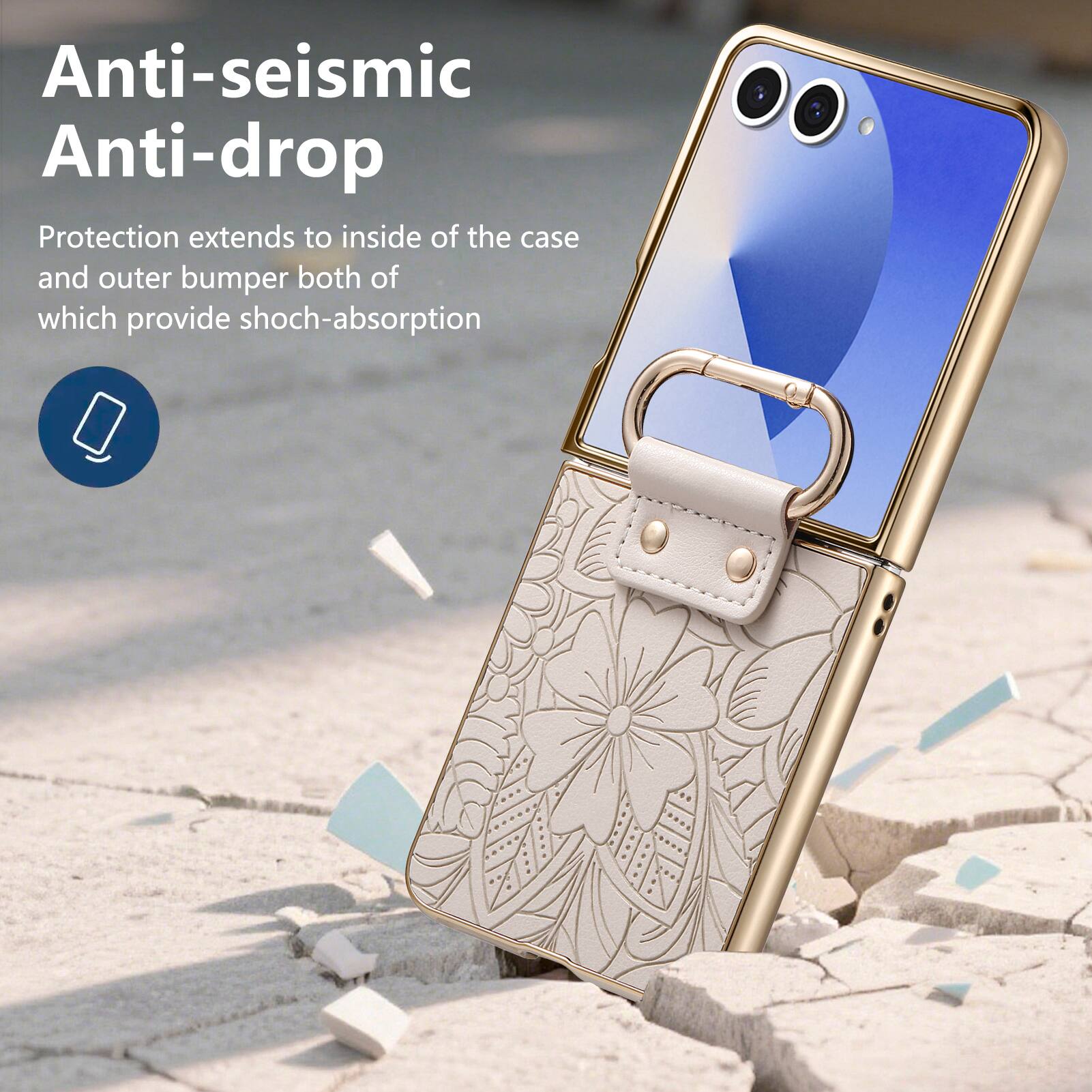 Anti-seismic Anti-drop Protection extends to inside of the case and outer bumper both of which provide shock-absorption