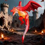Joyfy - 5FT Tall Halloween Inflatable Outdoor Decorations, Hanging Fire Dragon with Built-in LED for Yard Lawn Outdoor Decor - Red