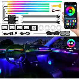 PARKER SLATER - Acrylic Interior Car LED Strip Light with Wireless App, RGB - Dreamcolor