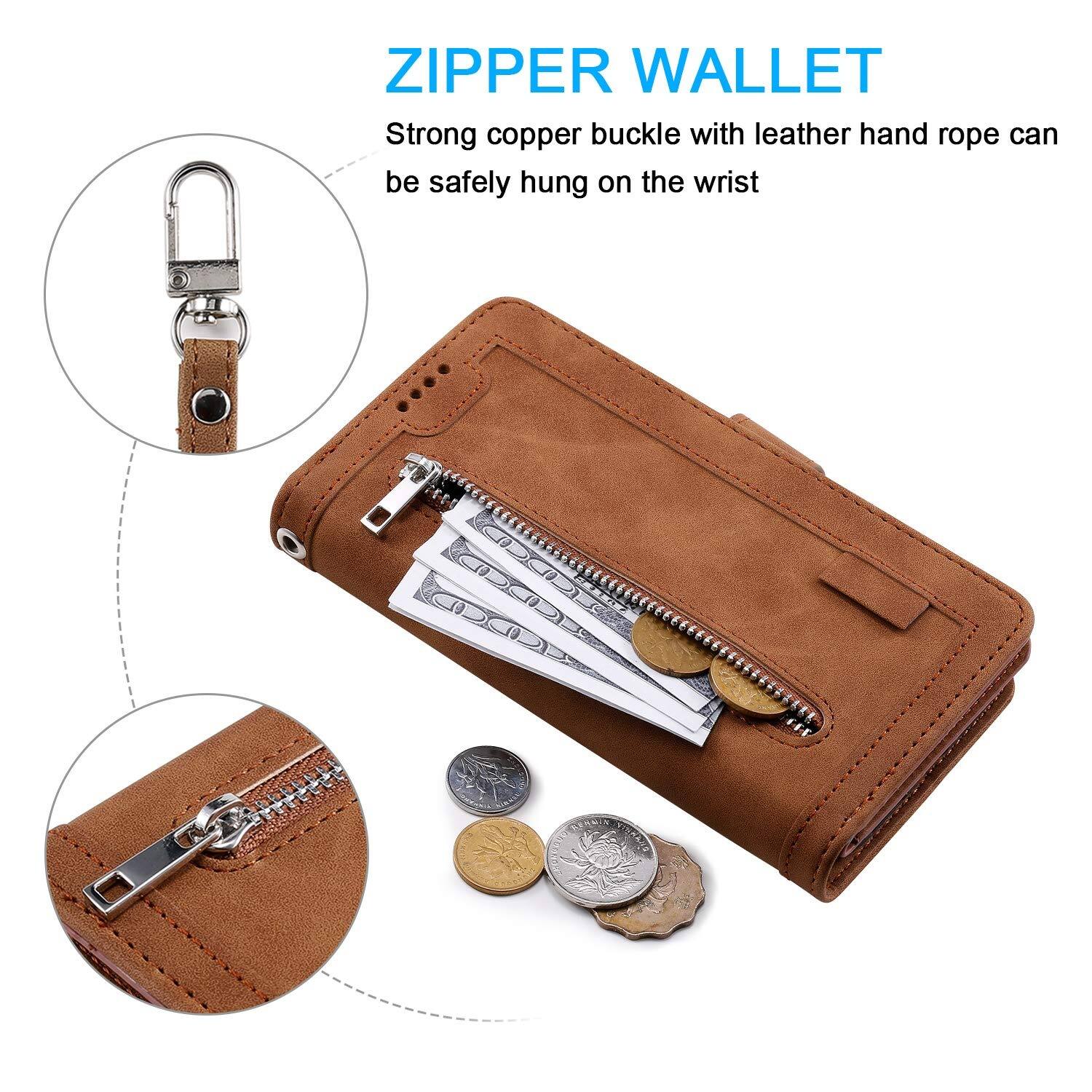 ZIPPER WALLET

Strong copper buckle with leather hand rope can be safely hung on the wrist