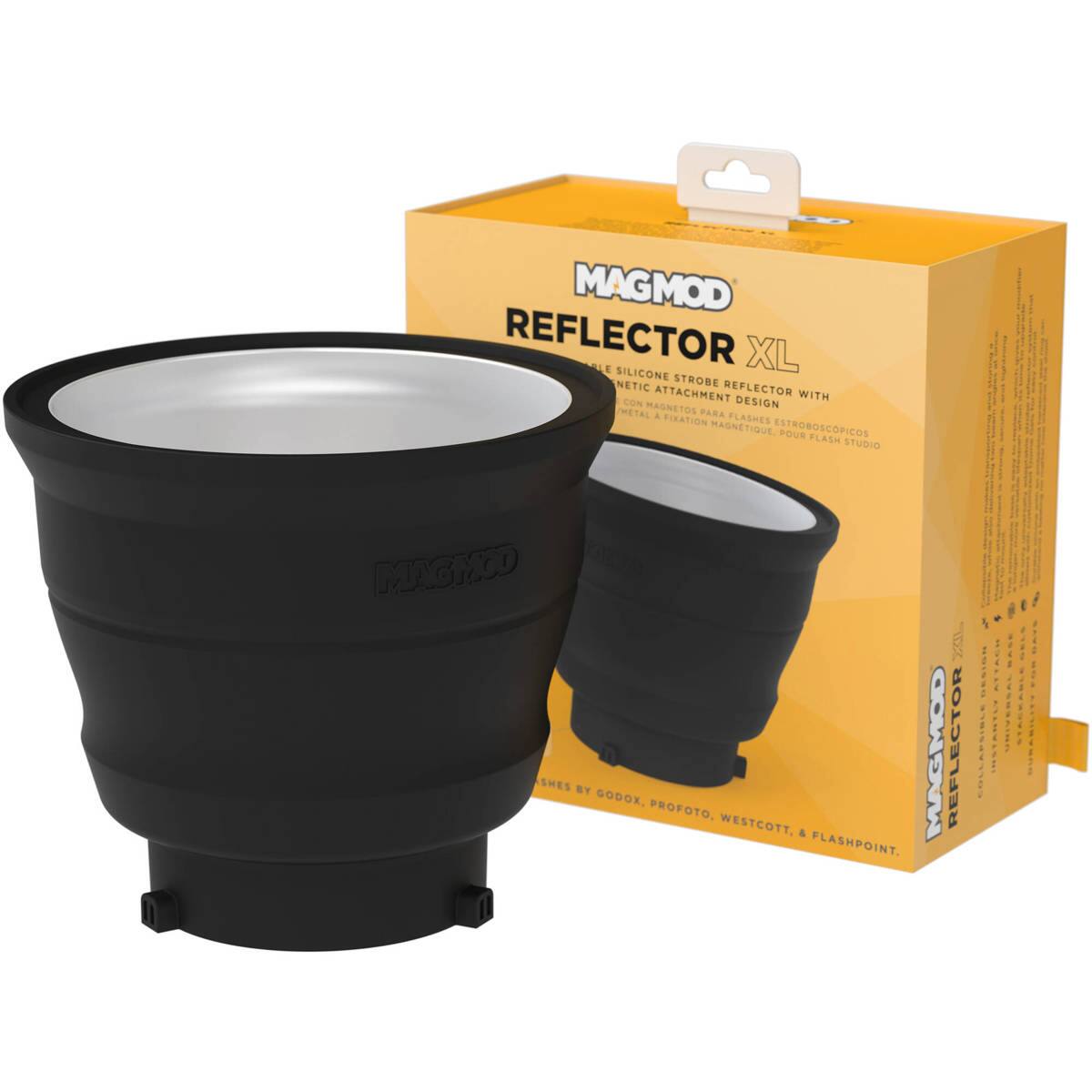 MAGMOD REFLECTOR XL I SILICONE STROBE REFLECTOR WITH MAGNETIC ATTACHMENT DESIGN WITH METAL MAGNETS PARA A FIACION FLASHES MAGNETIQUE ESTROBOSCOPICOS POUR FLASH STUDIO MAGMED SHES BY GODOX. PROFOTO. WESTCOTT. MAGMOD REFLECTOR & FLASHPOINT.
