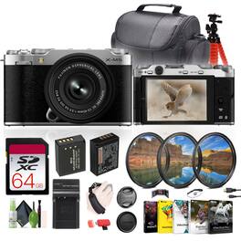 Fujifilm - X-M5 Mirrorless Camera + XC 15-45mm f/3.5-5.6 OIS PZ Lens Bundle - Silver