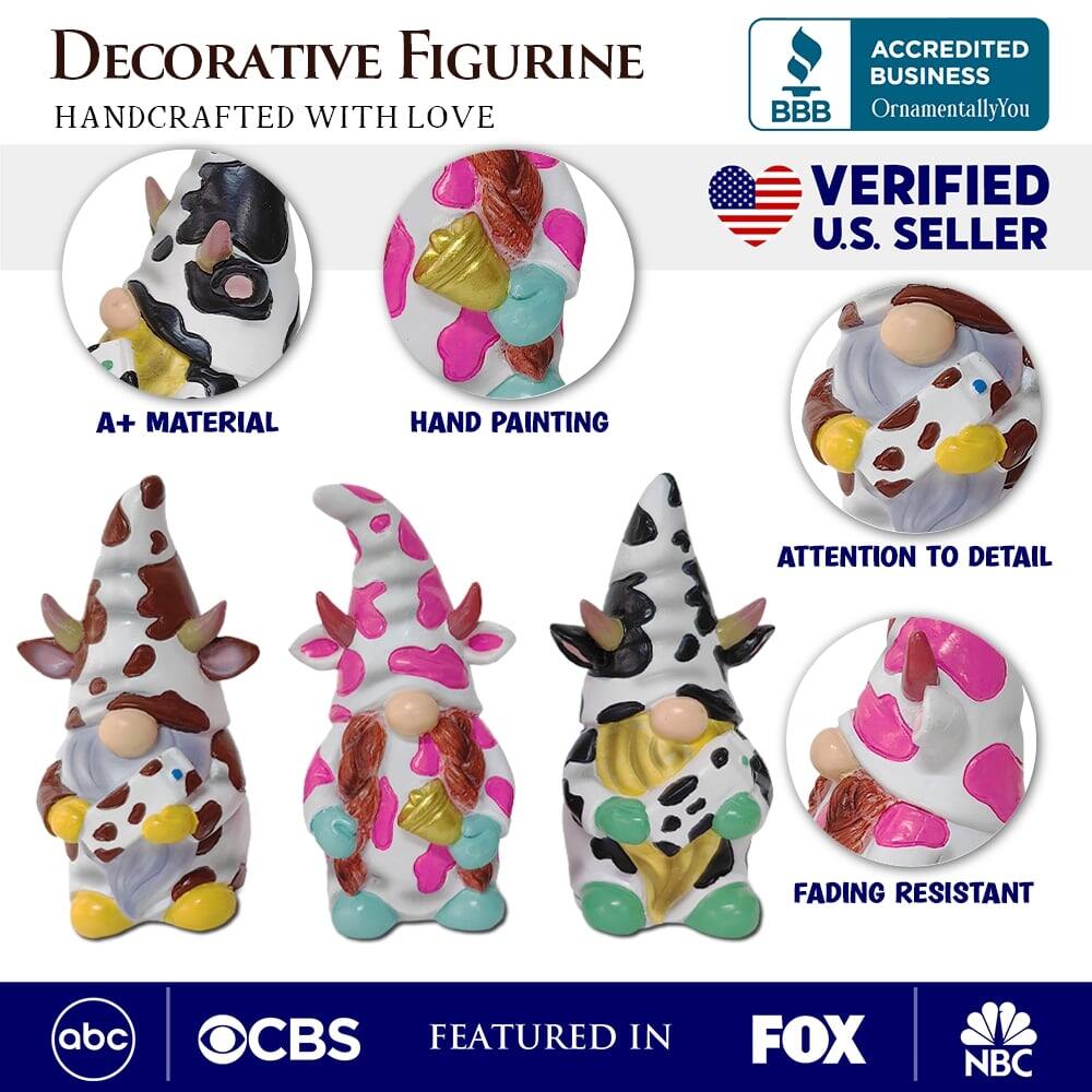 DECORATIVE FIGURINE  
HANDCRAFTED WITH LOVE  

ACCREDITED BUSINESS  
BBB  
OrnamentallyYou  

VERIFIED U.S. SELLER  

A+ MATERIAL  
HAND PAINTING  
ATTENTION TO DETAIL  
FADING RESISTANT  

FEATURED IN  
abc  
CBS  
FOX  
NBC