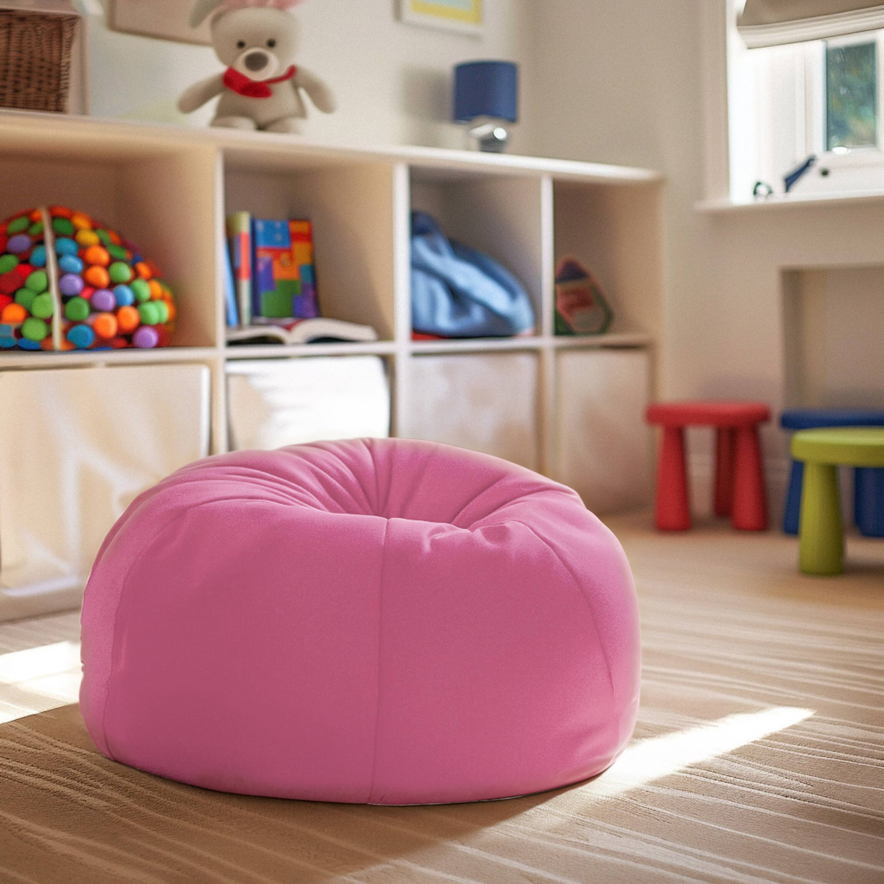 Alt View 1. Emma + Oliver - Small Bean Bag Chair for Kids and Teens - Light Pink.