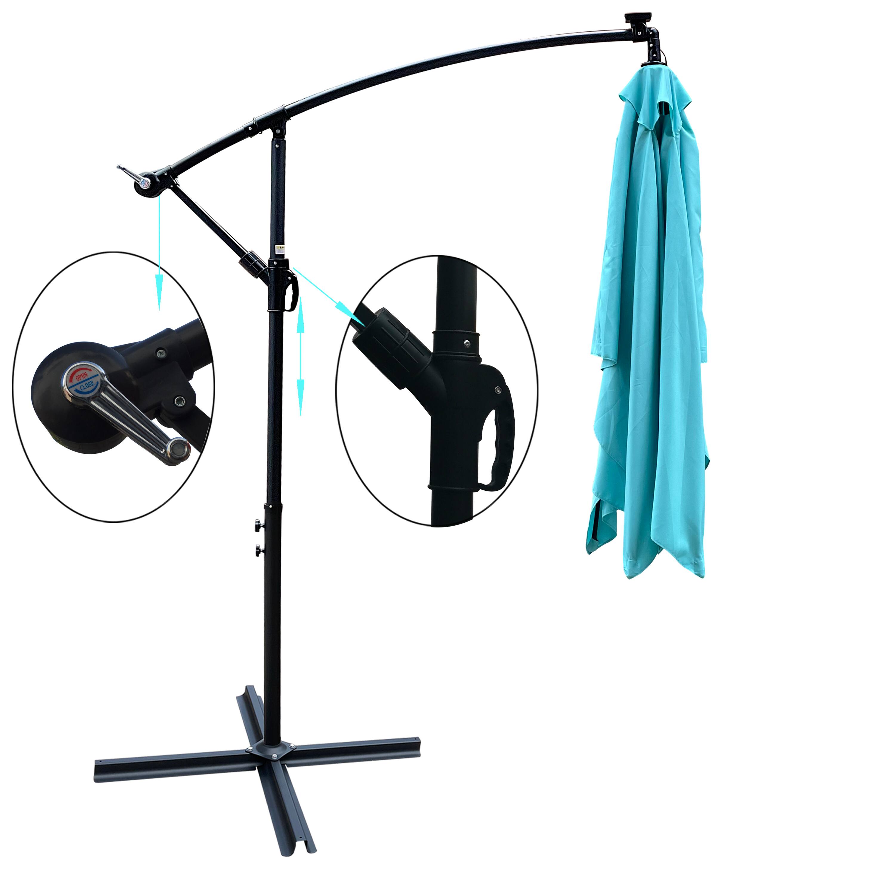 Alt View 4. Loheer - Loheer Rectangle Solar Powered LED Lighted Patio Umbrella Waterproof Market Sun Shade with Crank and Cross Base for Pool.