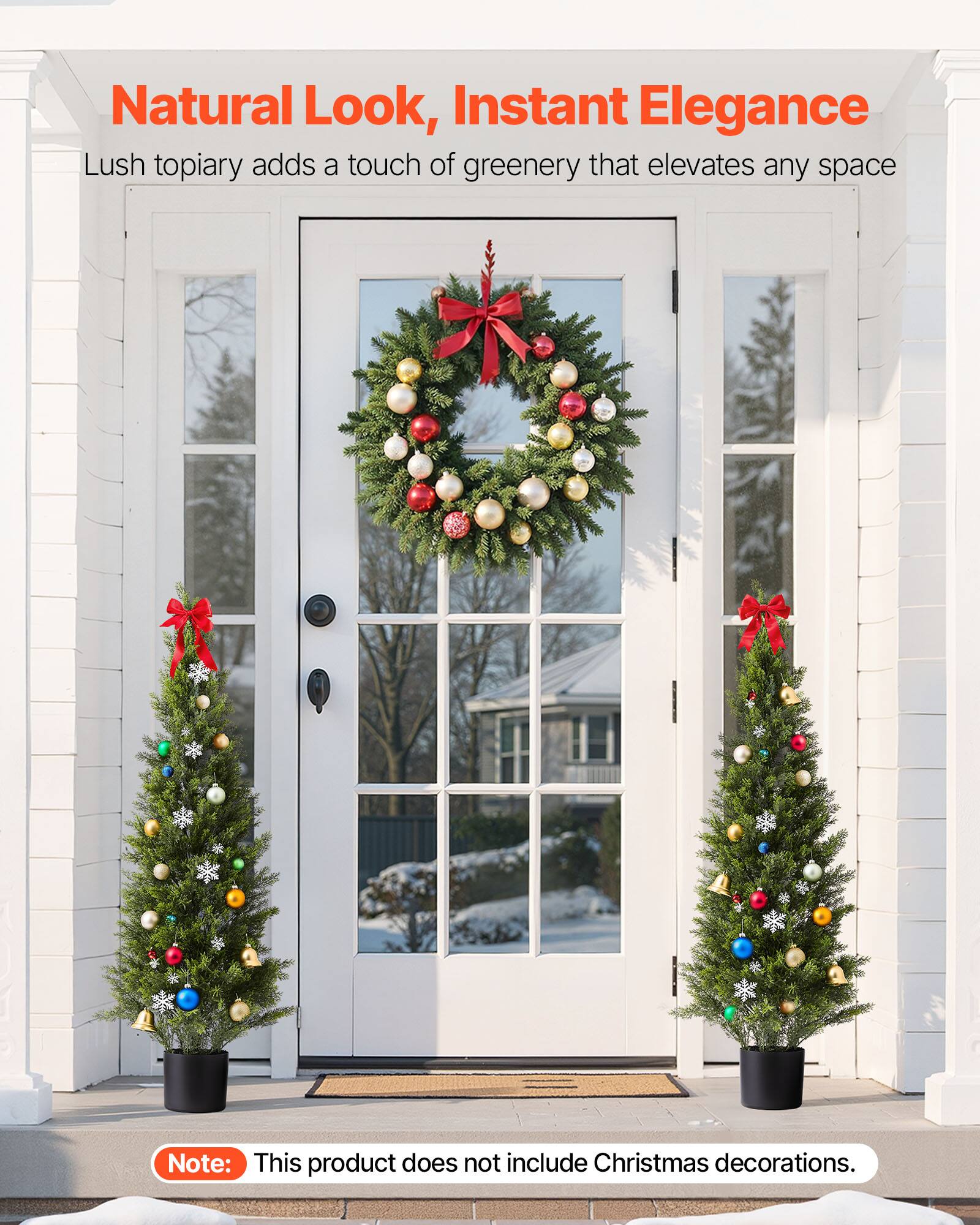 Natural Look, Instant Elegance  
Lush topiary adds a touch of greenery that elevates any space  

Note: This product does not include Christmas decorations.