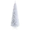 Front. Costway - 7ft Unlit Artificial Slim Christmas Pencil Tree with Metal Stand - White.