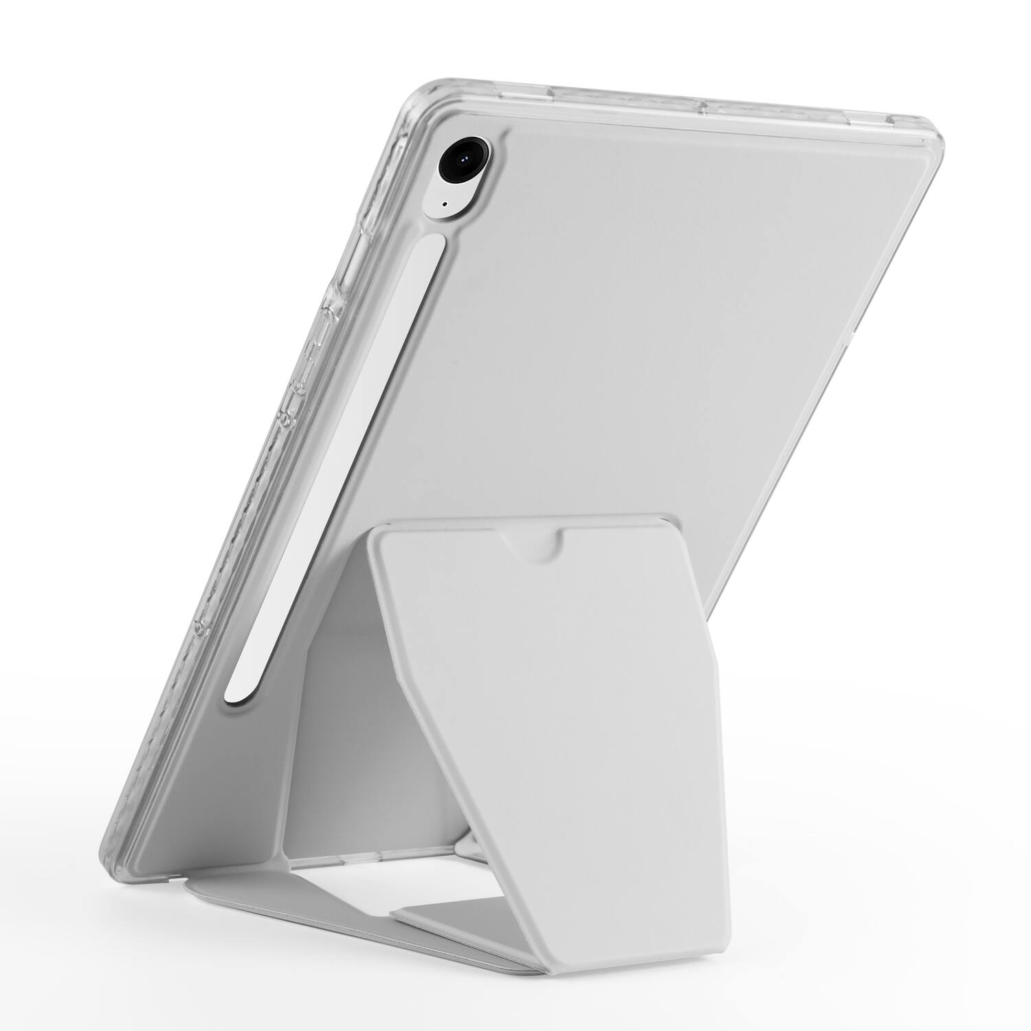 Left. Dteck - Slim Faux Leather Case for Samsung Galaxy Tab S10 FE / S10 / S9 / S9 FE,Soft Silicone Bumper Shell with Foldable Stand - Gray.