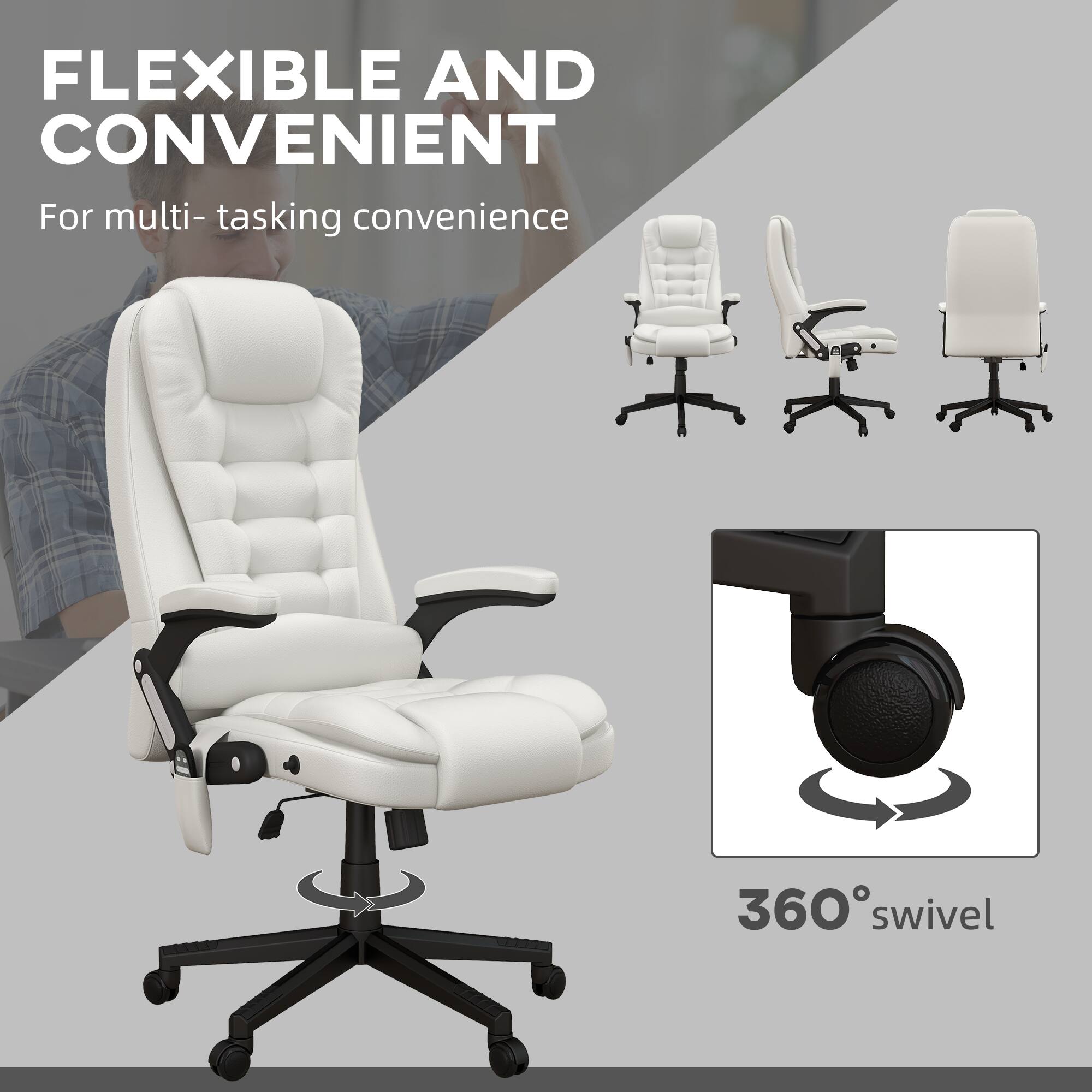 FLEXIBLE AND CONVENIENT
For multi-tasking convenience
360° swivel
