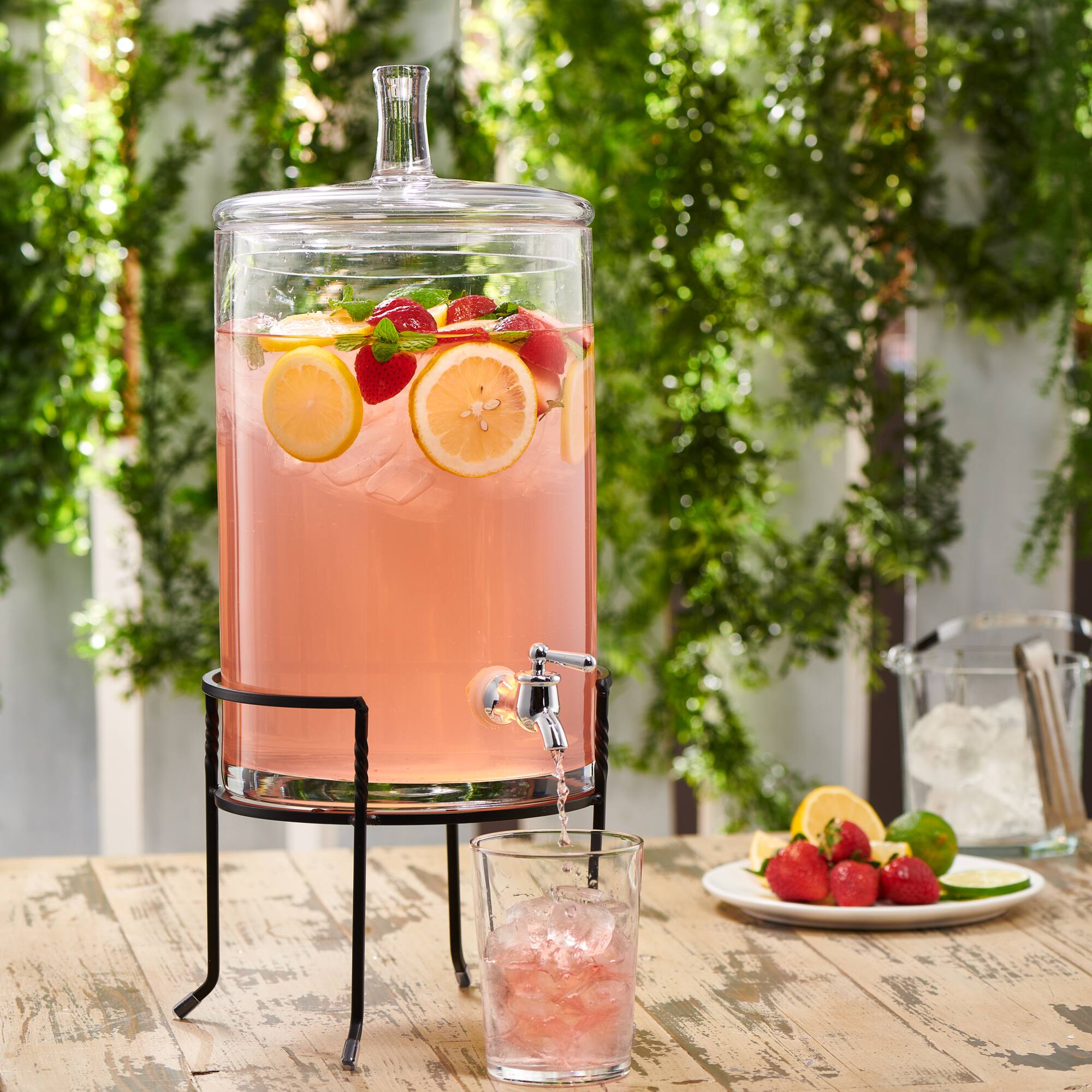 Left. Jay Import - Dispenser with Metal Stand 2.5 GAL - Clear.