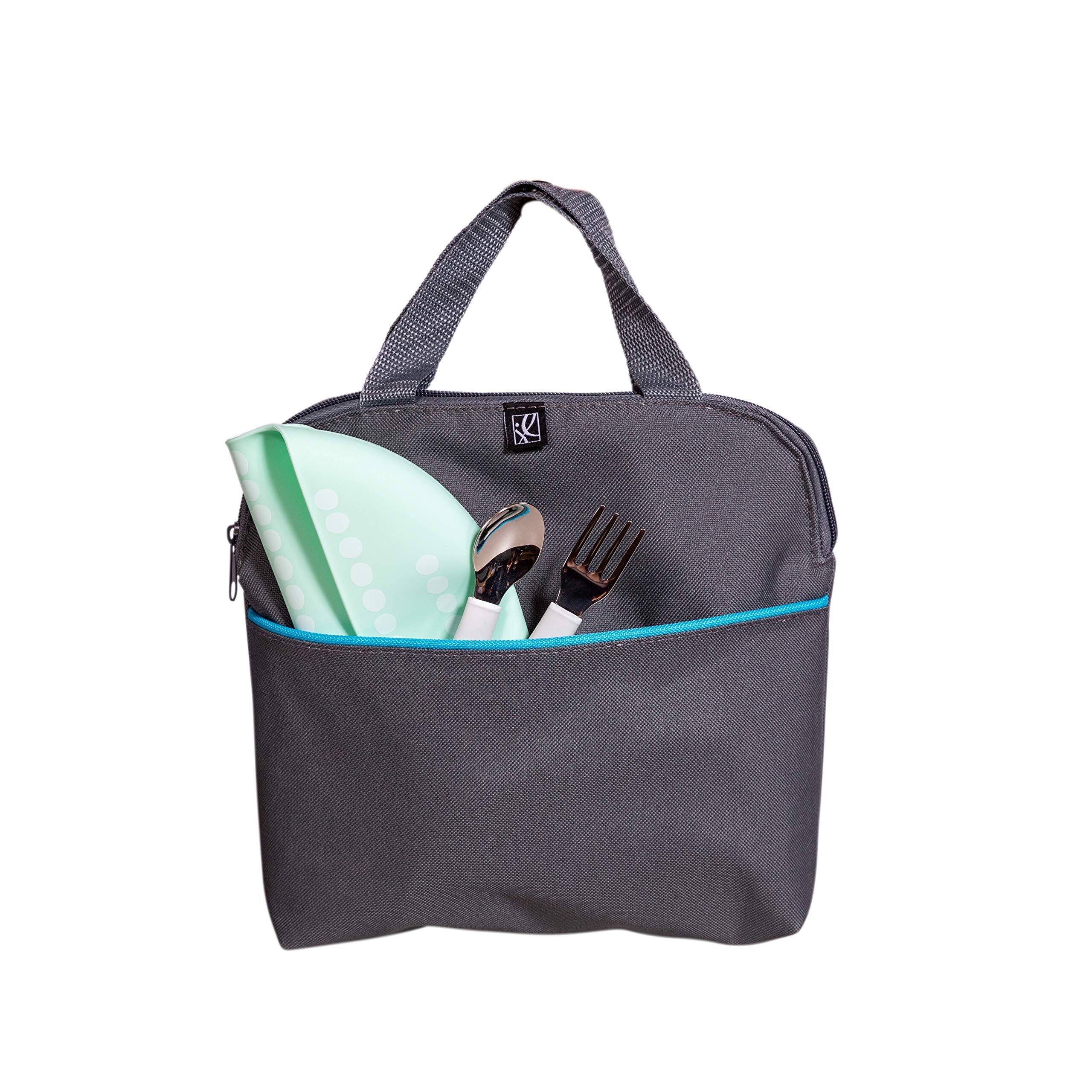 Left. J.L. Childress - J.L. Childress MaxiCOOL 4 Bottle Breastmilk Cooler, Baby and Food Bag, Insulated Leak Proof, Ice Pack - Grey / Teal.