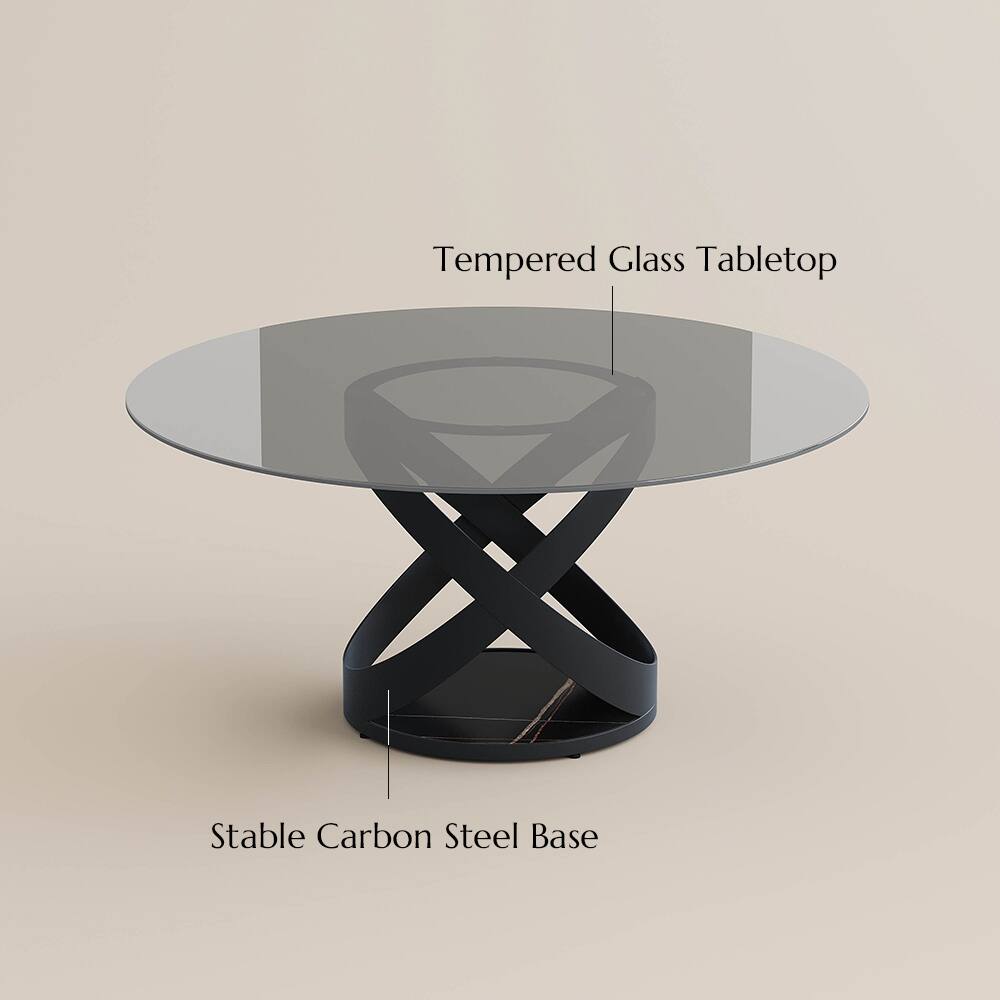 Tempered Glass Tabletop  
Stable Carbon Steel Base