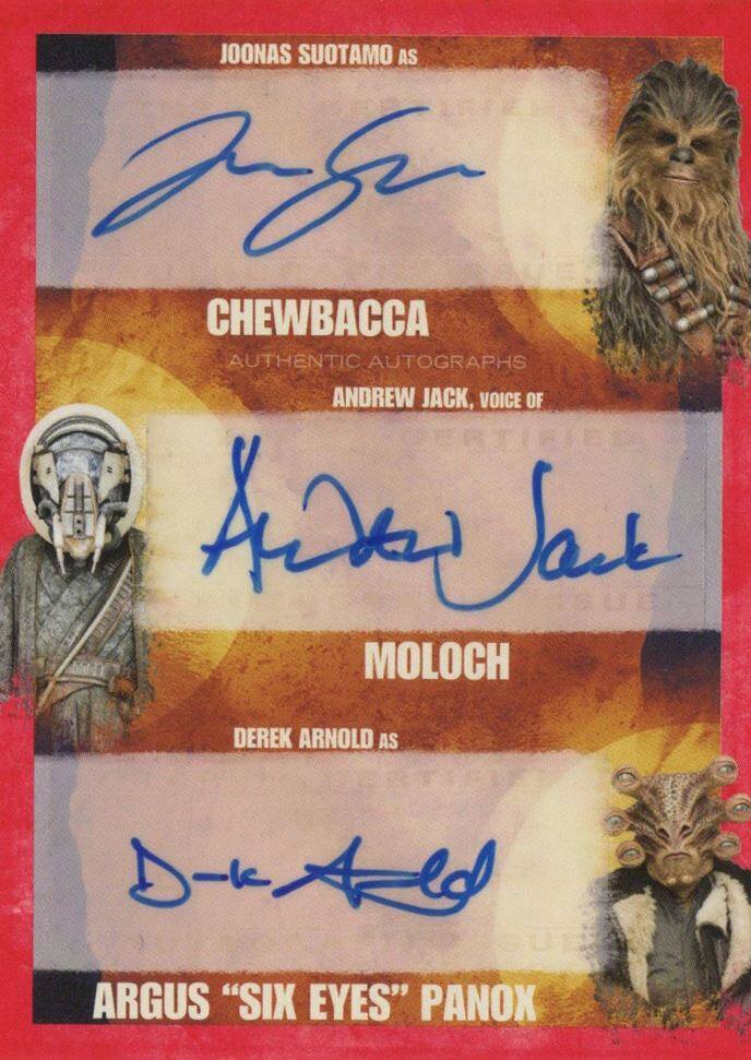 JOONAS SUOTAMO AS CHEWBACCA  
AUTHENTIC AUTOGRAPHS  
ANDREW JACK, VOICE OF JAİK MOLOCH  
DEREK ARNOLD AS ARGUS "SIX EYES" PANOX