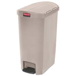 RubberMaid - Slim Jim Streamline Resin Step-On Container, End Step Style, 13 gal, Polyethylene, Beige