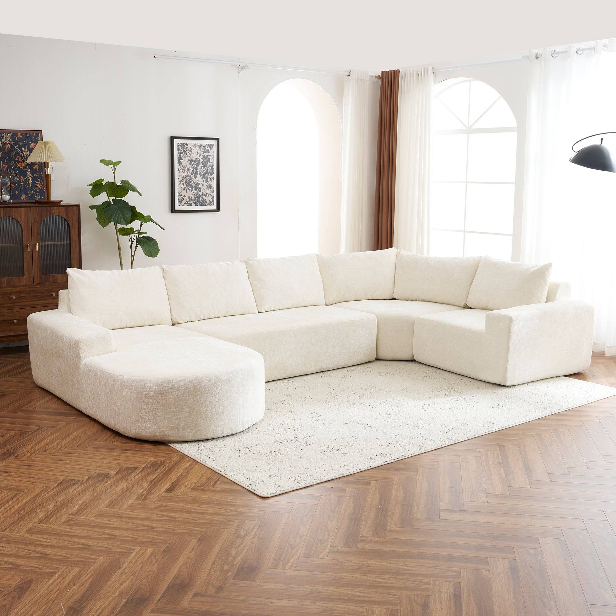 Alt View 8. Boyel Living - 139 inch Oversized Modular Sofa Cloud Sectional Sofa Set Upholstered Couches U-shaped Sofa with Deep Seat in Beige - Beige.