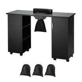 VEVOR - Manicure Table, Nail Table Station with Electric Dust Collector, Moveable Nail Tech Desk with 8 Wheels (4 Lockable) - Black