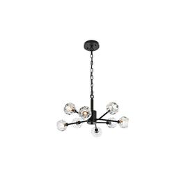 Elegant Lighting - Graham 8 Light Pendant in Black - Black And Clear