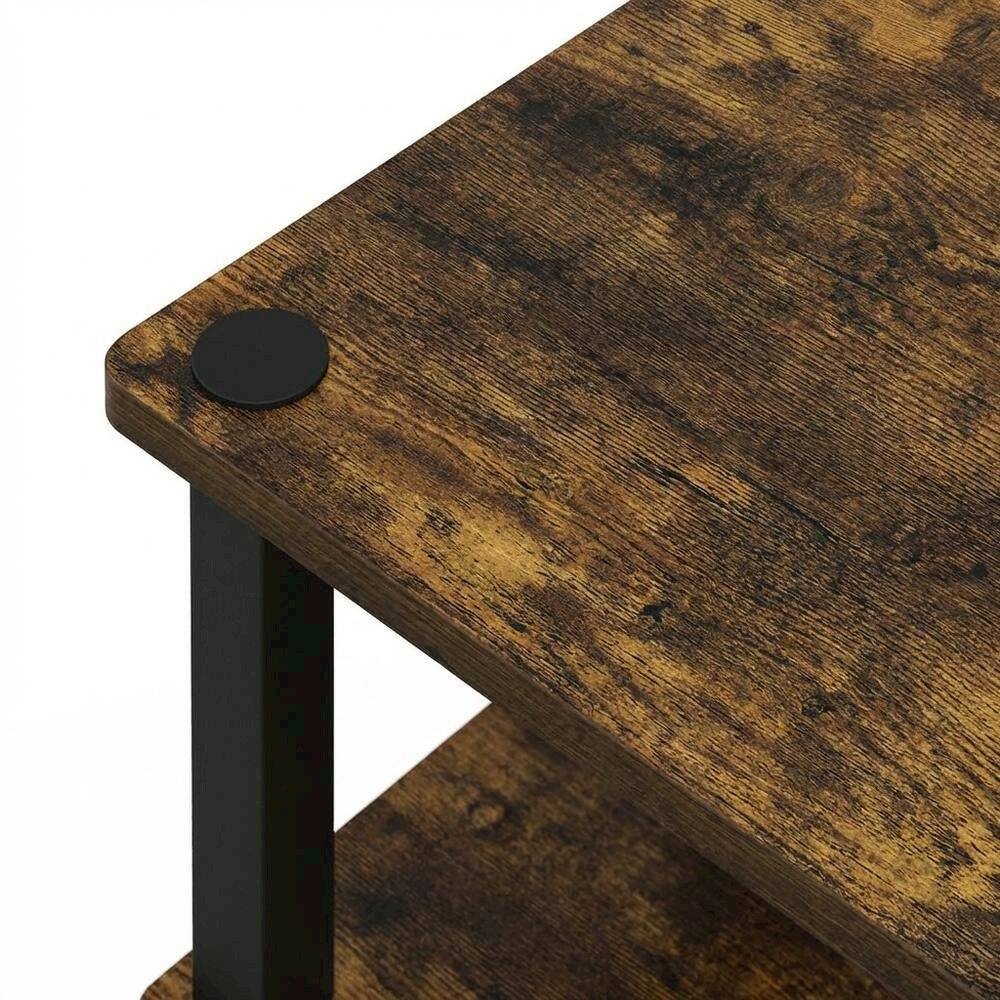 Alt View 1. FurniFact - Amber Pine and Black 3-Tier End Table with Open Shelving and Modern Style - Amber Pine/Black.