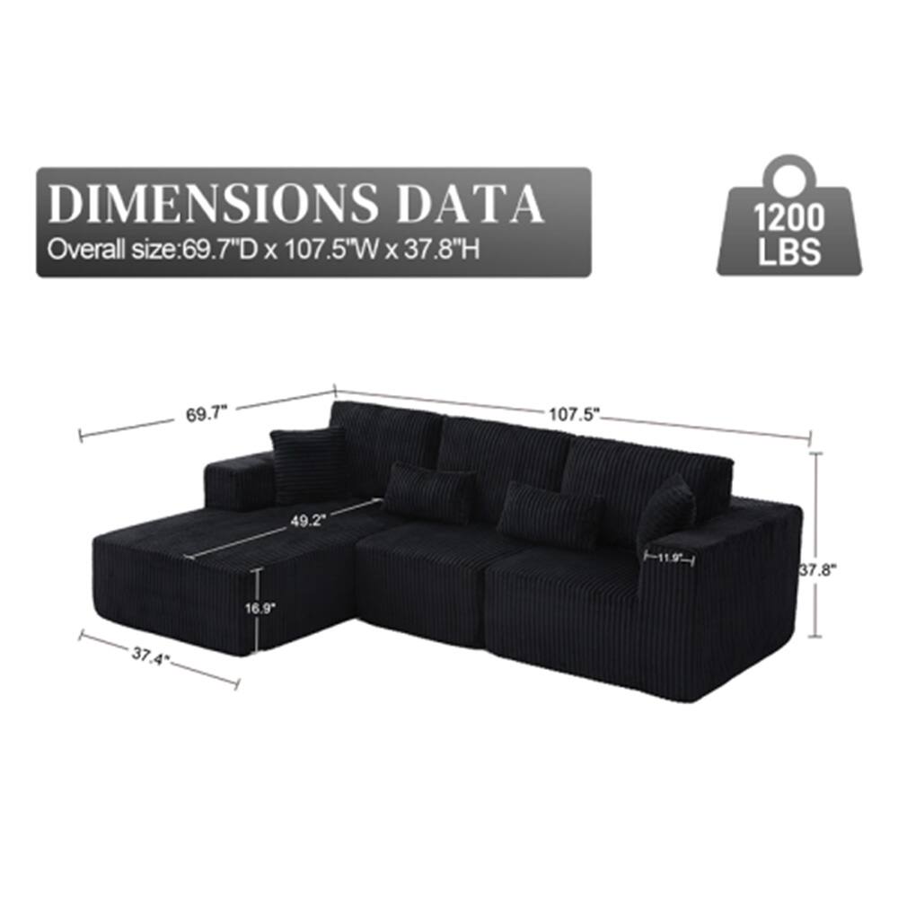 DIMENSIONS DATA  
Overall size: 69.7"D x 107.5"W x 37.8"H  
1200 LBS  

69.7"  
107.5"  
49.2"  
16.9"  
37.8"  
37.4"