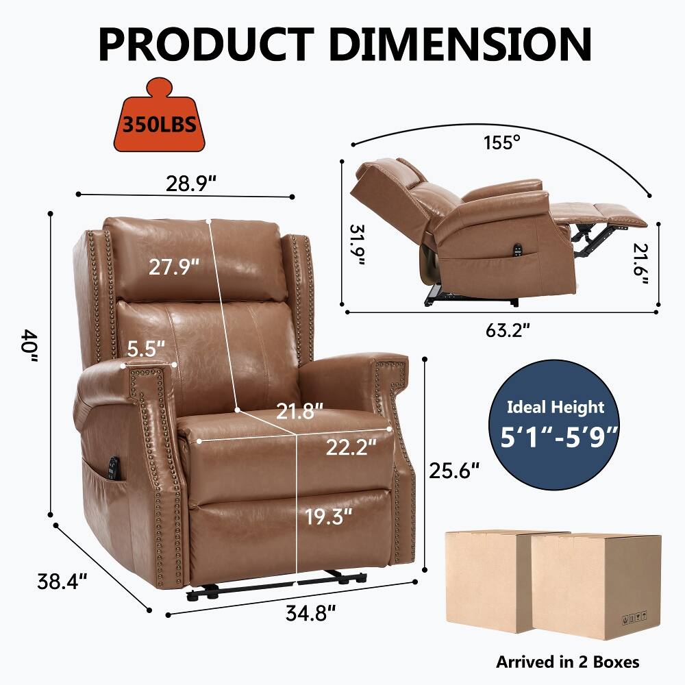 PRODUCT DIMENSION

350LBS

155°

40"

28.9" 27.9" 5.5"

31.9" 21.8" 22.2"

21.6" 63.2" Ideal Height 5'1"-5'9" 25.6"

19.3"

38.4"

34.8"

Arrived in 2 Boxes