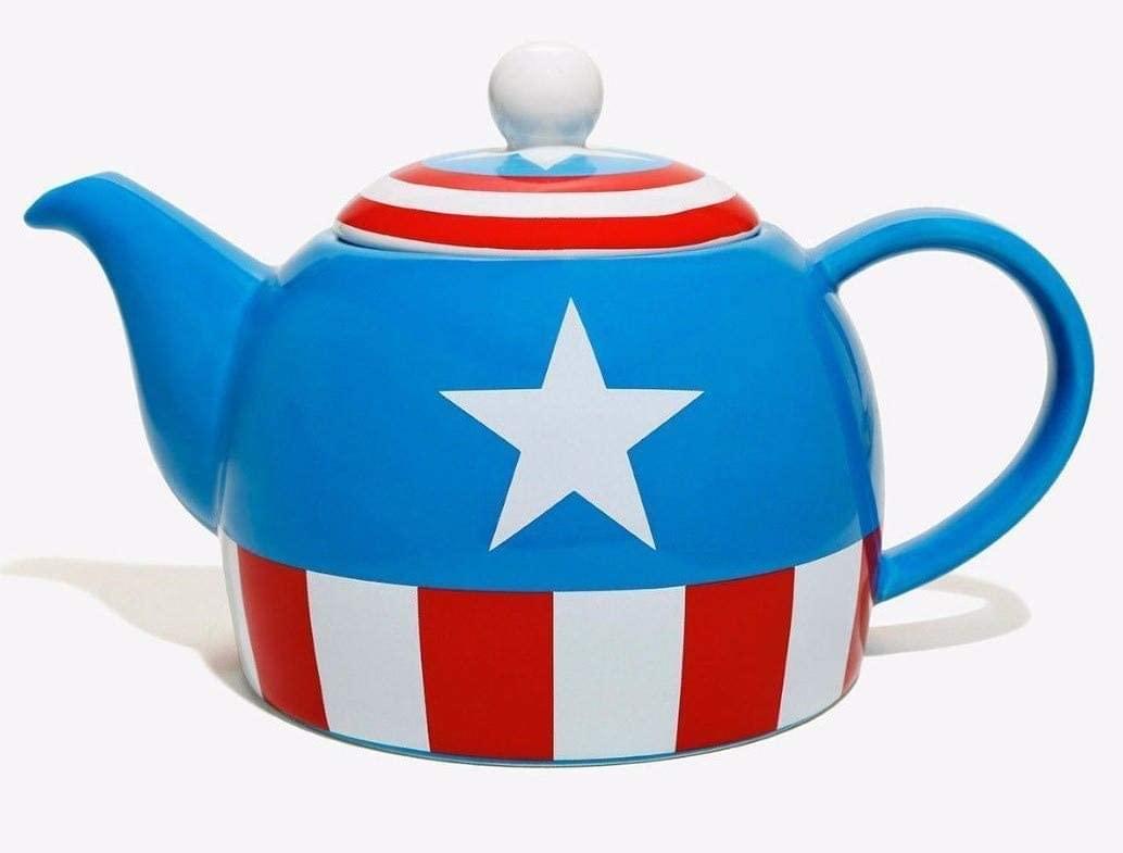 Alt View 1. Marvel - Marvel Captain America 36 Ounce Ceramic Teapot - Blue.