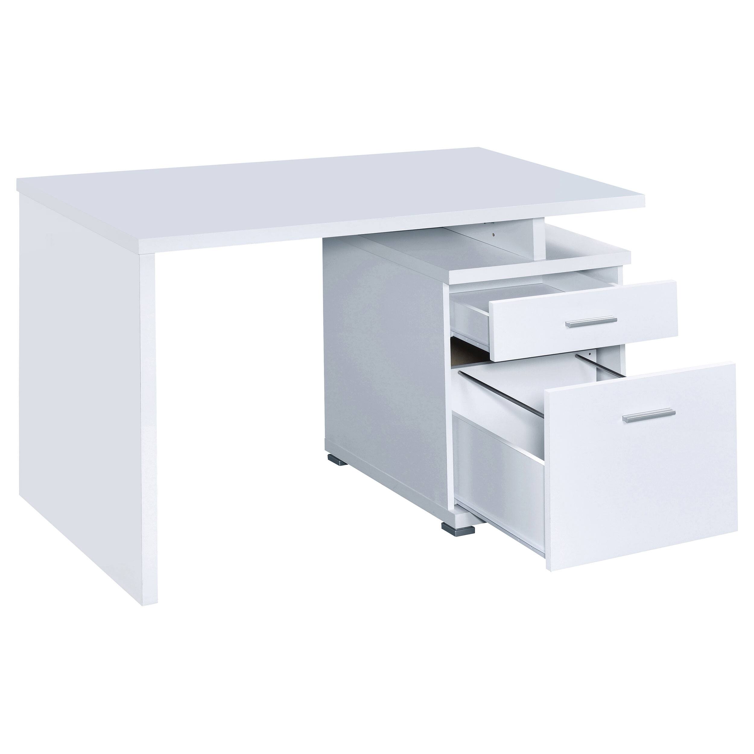 Alt View 1. APRILSOUL - 1pc Contemporary Sleek Office Desk 47-inch 2-drawer Office Computer Desk Reversible White Finish - White.