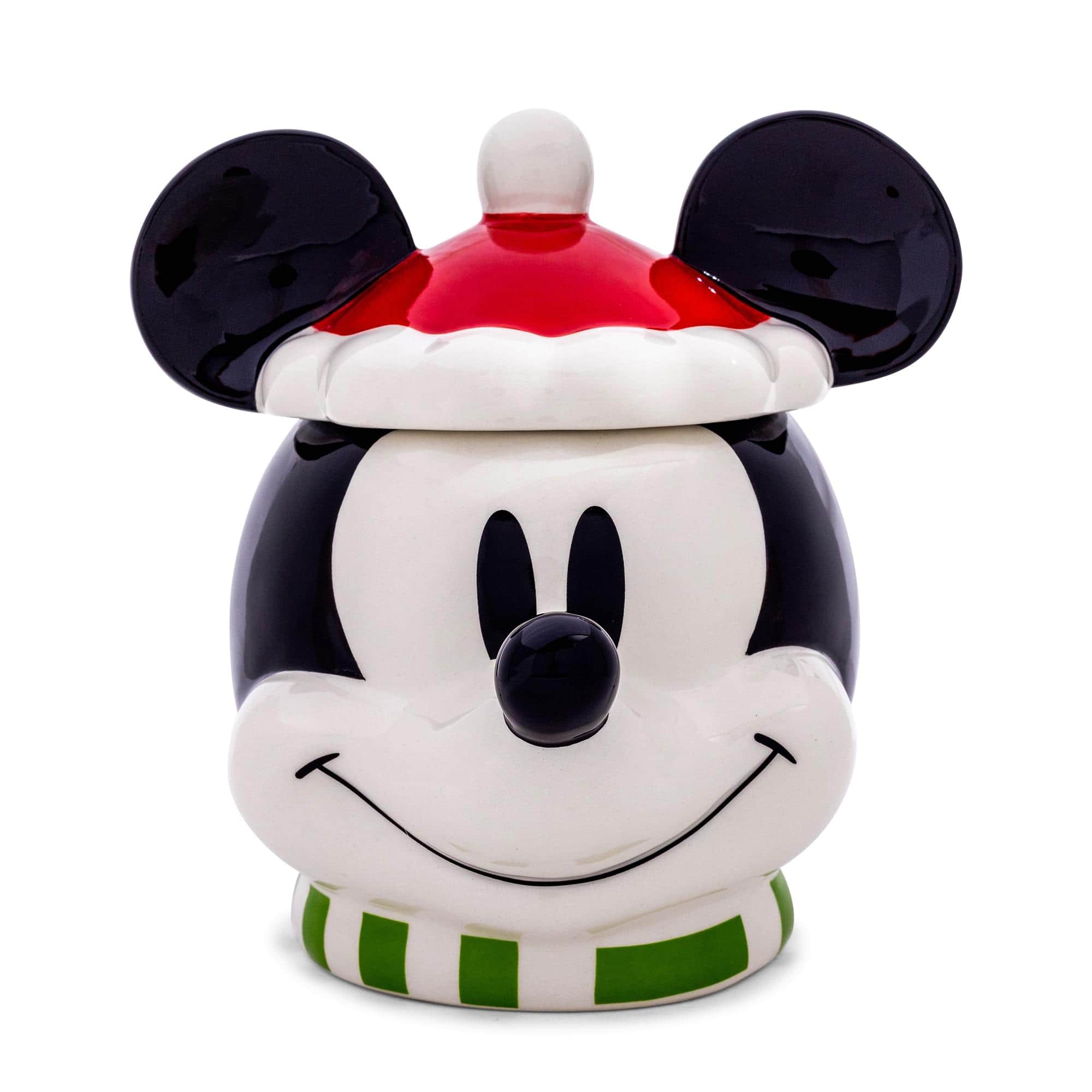 Silver Buffalo - Disney Santa Mickey Mouse 6-inch Sculpted Ceramic Snack Jar - Multi-Colored