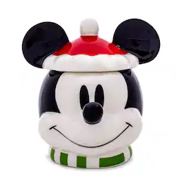 Silver Buffalo - Disney Santa Mickey Mouse 6-inch Sculpted Ceramic Snack Jar - Multi-Colored