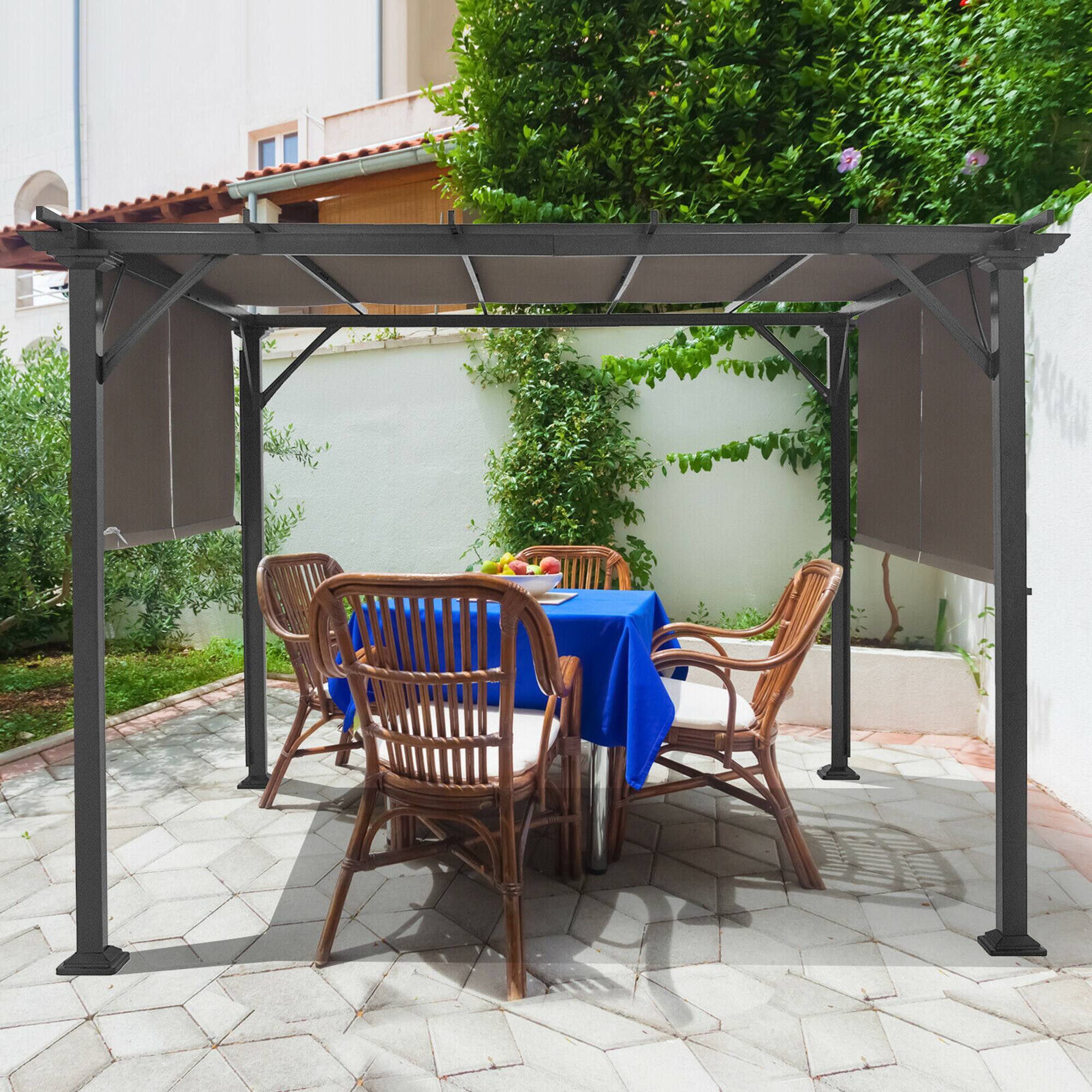 Alt View 3. Gymax - Gymax 2PCS 16x4 Ft Universal Replacement Canopy for Pergola Structure Sun Awning Brown - Brown.