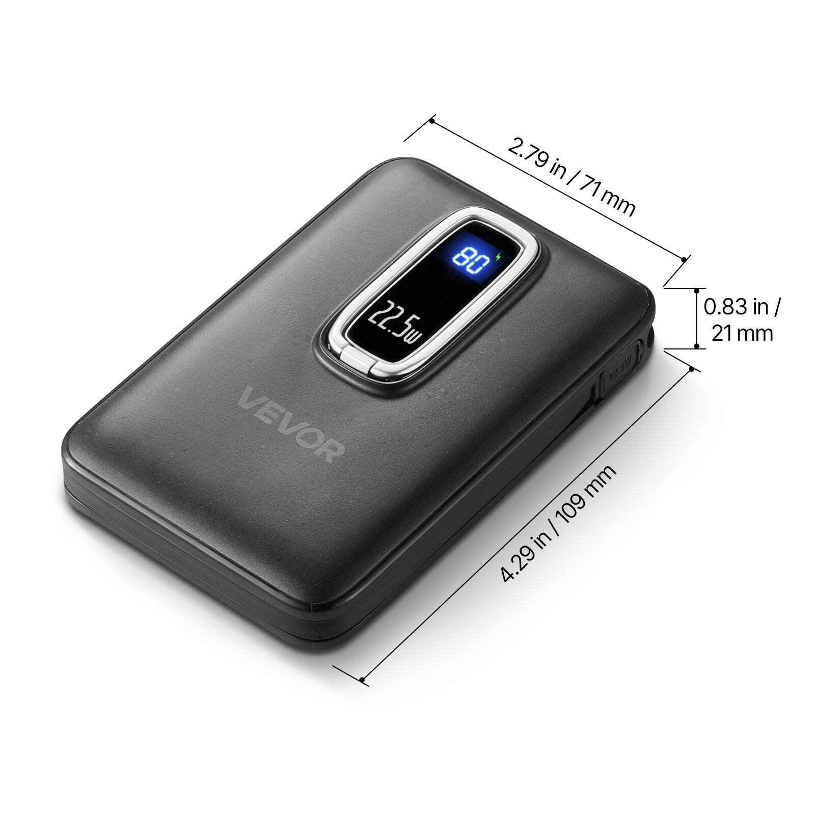 2.79 in / 71 mm  
0.83 in / 21 mm  
4.29 in / 109 mm  
22.5 W  
80