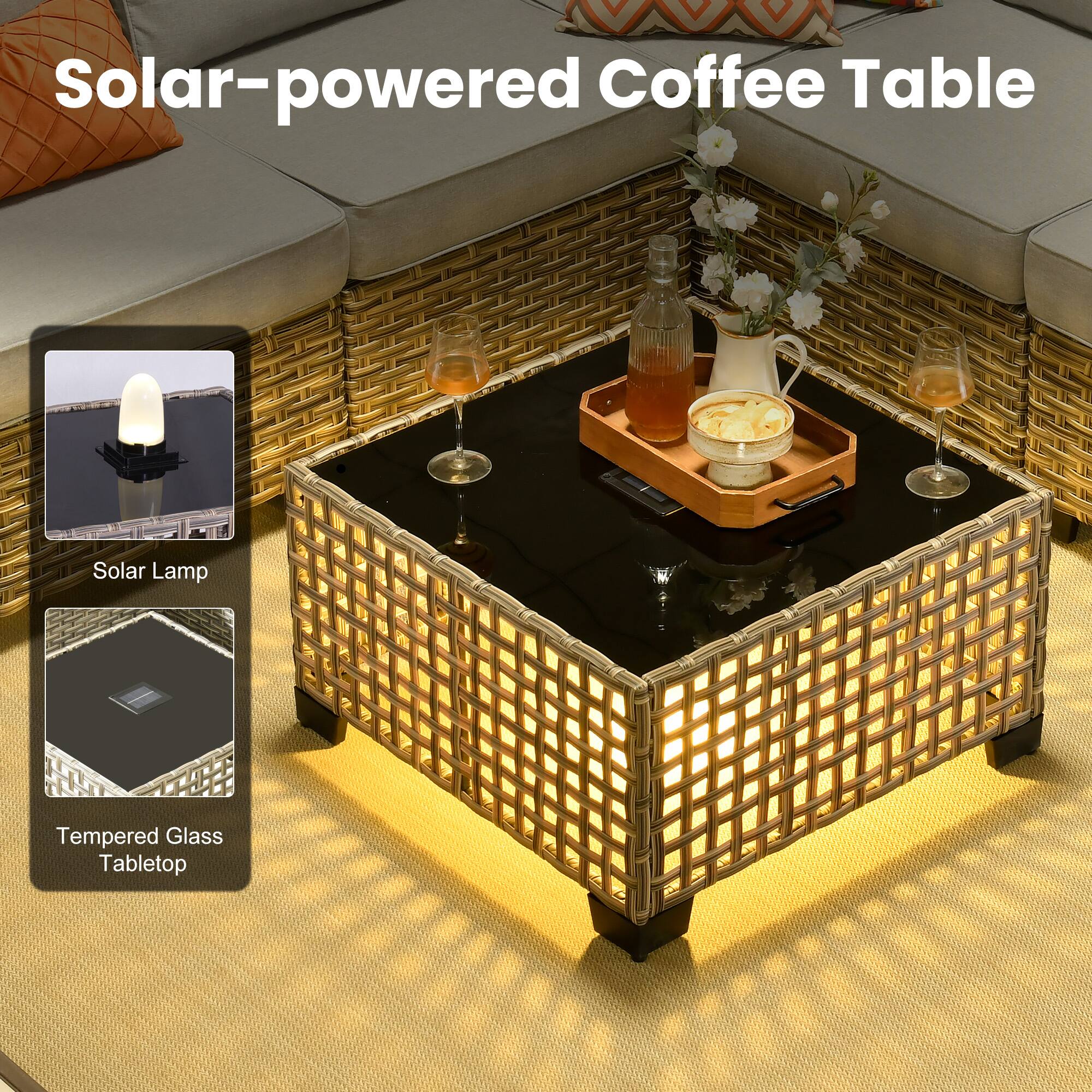 Solar-powered Coffee Table  
Solar Lamp  
Tempered Glass Tabletop
