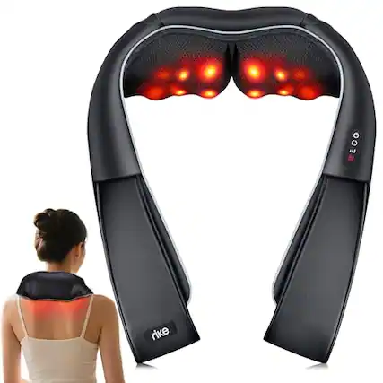 Front. DORLUKFU - Shiatsu Neck Massager with Heat, Electric Back Massager for Pain Relief Deep Tissue 3D Kneading Massage Pillow for Home,.