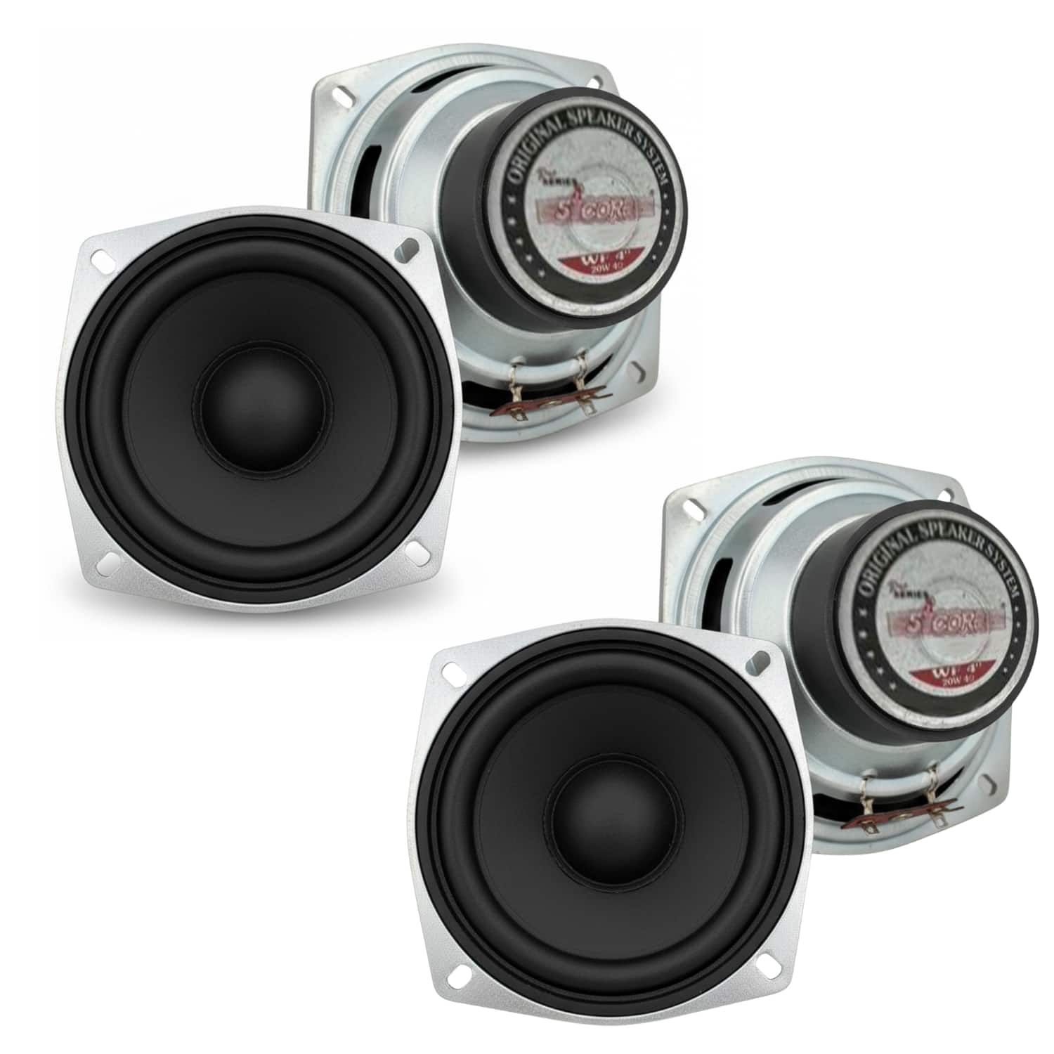 5 CORE - 4 Inch Subwoofer Pair 200W Car Audio Sub Woofer 4 Ohm Deep Bass Replacement Loud Speaker