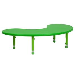 Emma + Oliver - 35"W x 65"L Half-Moon Plastic Height Adjustable Activity Table - Green