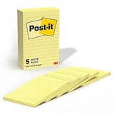 Post-it - Notes, 4" x 6", Canary Collection, Lined, 100 Sheet/Pad, 5 Pads/Pack - Yellow