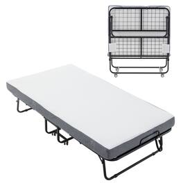 Ecooso - Folding Bed with Mattress, SPortable Foldable,Storage Cover, SRollaway Bed for Adults,Memory Foam Mattress,Metal Frame - Black
