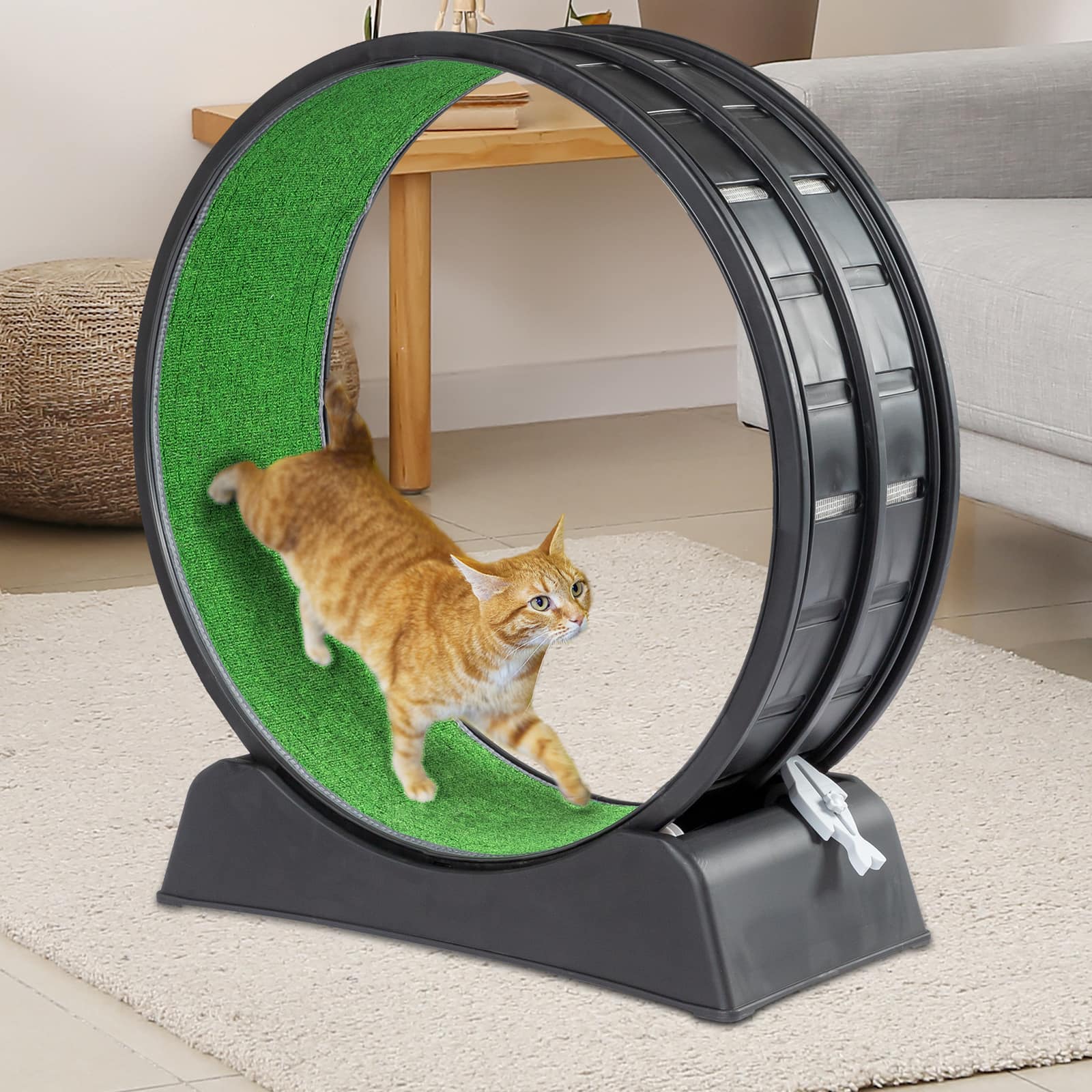 Winado - Cat Exercise Wheel 30inch for Indoor Cats, Safety Cat Treadmill Running Wheel - Black