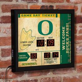 Evergreen Enterprises - Oregon Ducks 15" x 19" Bluetooth Scoreboard Wall Clock - Brown