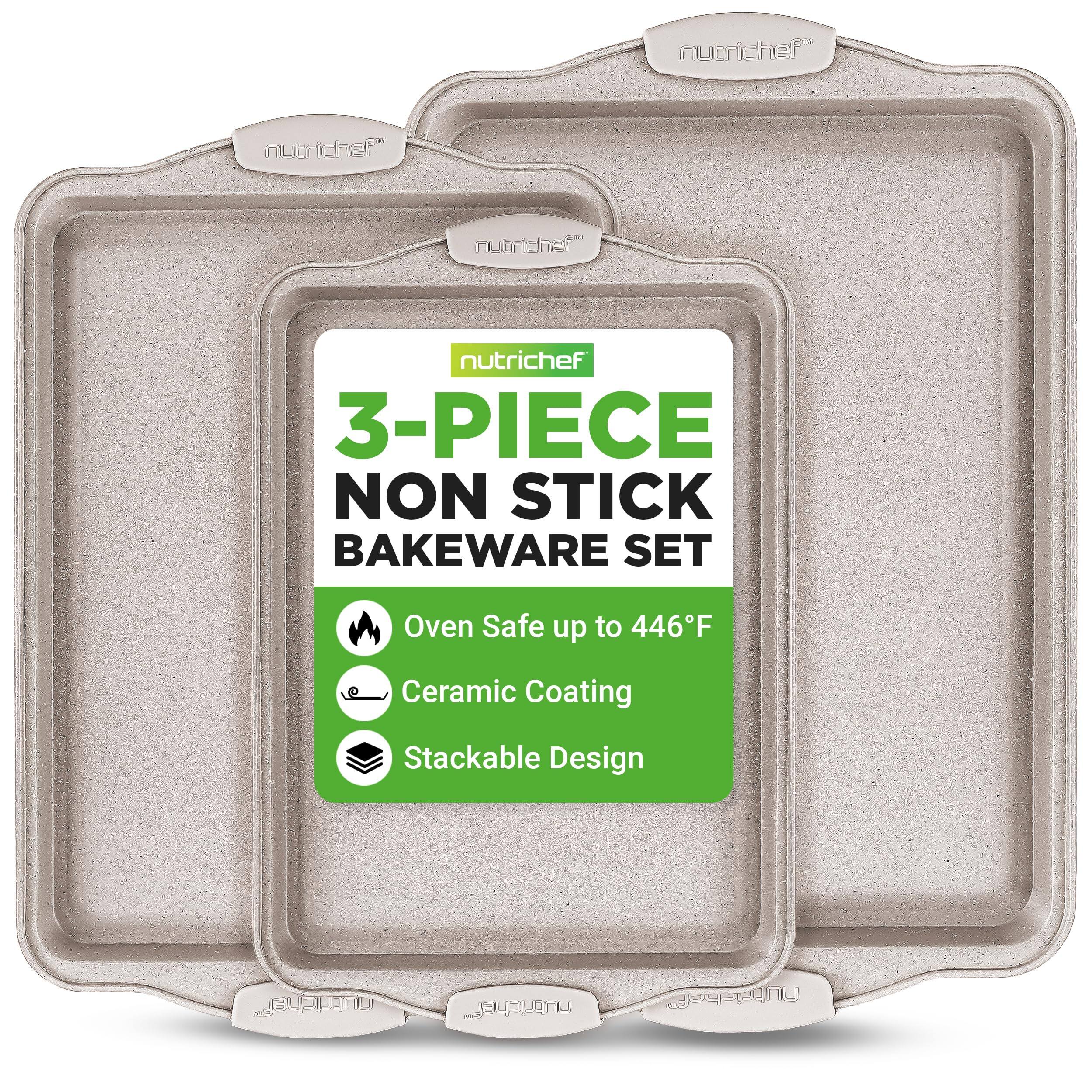 nutrichef" nutrichef" nutrichef" nutrichef" 3-PIECE NON STICK BAKEWARE SET Oven Safe up to 446°F Ceramic Coating Stackable Design