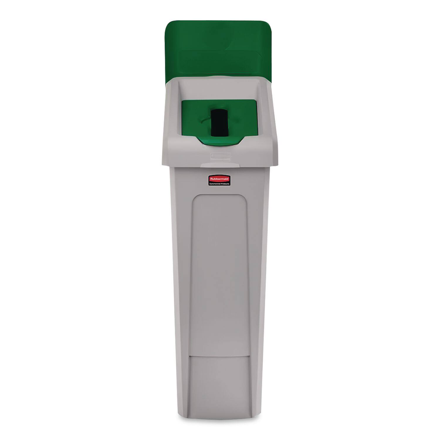 Back. RubberMaid - Slim Jim Recycling Station Kit, 1-Stream Paper, 23 gal, Plastic, Green/Gray.